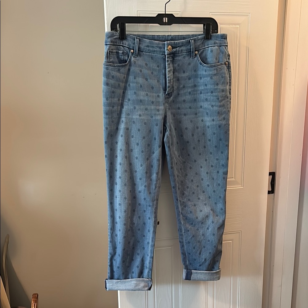 Chico's Denim Cropped Polka Dot Jeans